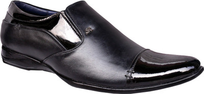 

Seamax Black Leather Formal Shoes Slip On For Men(Black