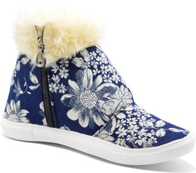 

Myra Floral Print Boots For Women(Blue, Blue floral print