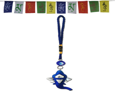 

DivyaMantra Combo Of Prayer Flag For Bike and Ganesha Evil Eye Car / Wall Hanging Decorative Showpiece - 4 cm(Plastic, Multicolor)