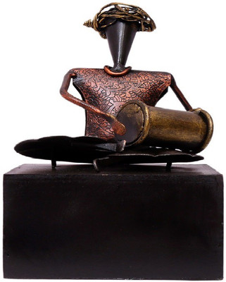 

NG Art Ventura Handcrafted Sitting Village Musician Playing Dholak Decorative Showpiece - 22 cm(Wooden, Iron, Multicolor)