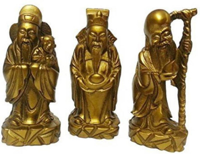 

GIRISHA AND SON Fuk Luk Sau for Health Welth Happiness Showpiece - 3 cm (Polyresin, Gold) Decorative Showpiece - 3 cm(Polyresin, Gold)