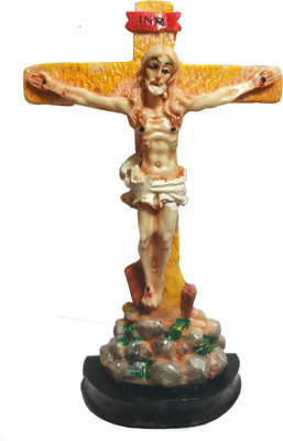

SK Craft Catholic Cristian Cross of Jesus Christ Statue Decorative Showpiece - 13 cm(Polyresin, Multicolor)