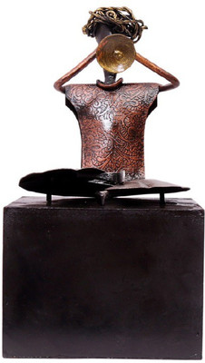 

NG Art Ventura Handcrafted Sitting Village Musician Playing Flute Decorative Showpiece - 25 cm(Wooden, Iron, Multicolor)