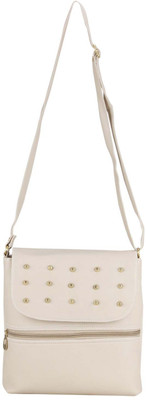 MAEVA Women Casual White Leatherette Sling Bag