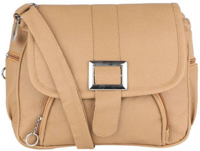 

VIEWBAGS Girls Casual Beige PU Sling Bag