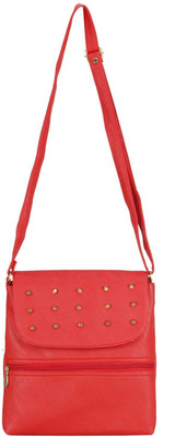 MAEVA Women Casual Red Leatherette Sling Bag