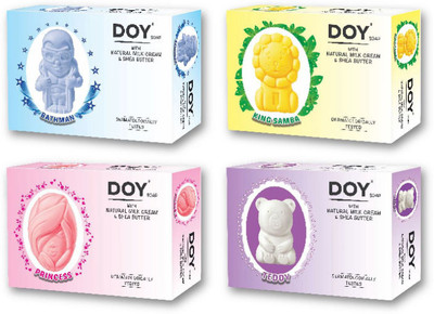 

Doy Soap with Natural Milk Cream And Shea Butter King Samba + Bathman + Princess + Teddy(75 g, Pack of 4)