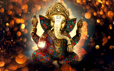 

Razwada  Ganesha Self Adhesive Super Fine Quality  Print Vinyl Sticker(Pack of 1, Black;orange;saffron;red;gold