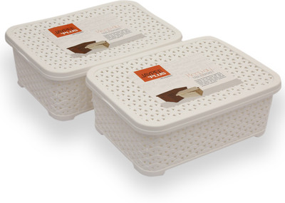 

Jaypee Plus Keep All Mini ,White Storage Basket(Pack of 2)