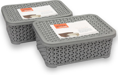 

Jaypee Plus Keep All Mini ,Silver Storage Basket(Pack of 2)
