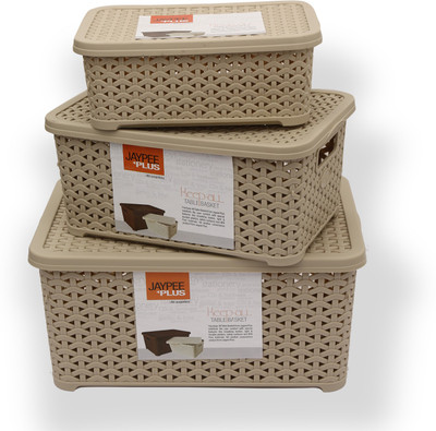 

Jaypee Plus Keep All Big, Small & Mini ,Beige Storage Basket(Pack of 3)