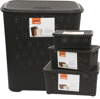 

Jaypee Plus Drop All Small, Keep All Big ,Small & Mini ,Black Storage Basket(Pack of 4)