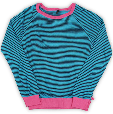 

United Colors of Benetton. Striped Round Neck Casual Girls Blue Sweater, 901