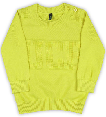 

United Colors of Benetton. Self Design Crew Neck Casual Boys Yellow Sweater, K24