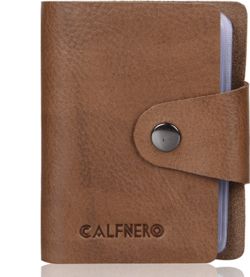

Calfnero Men Brown Genuine Leather Card Holder(16 Card Slots)