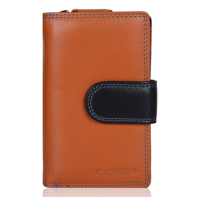 

Calfnero Women Orange Genuine Leather Wallet(15 Card Slots), Orange multi