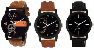 stallion7 black dial & multi-color Leather strap( pack of 3) wrist analogue Watch  - For Boys   Watches  (stallion7)