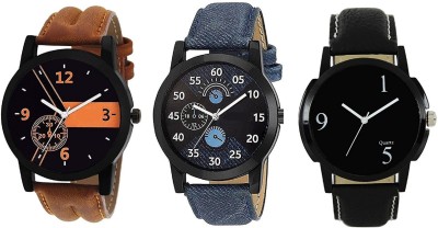 Stallion7 analogue leather strap combo of 3 wrist Watch  - For Men   Watches  (stallion7)