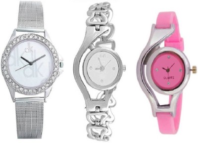 lavishable Glory Chain Pink Pu Strap And Dk Sefar Chain Watches Combo PAck Of - 3 For woman And Girls Watch - For Girls Watch  - For Women   Watches  (Lavishable)