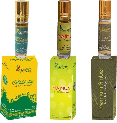 KAZIMA Charming Concentrated Roll On Attar - Pure Natural Perfume For Unisex Combo (3 Pcs Pack of 8ML) Floral Attar(Floral)