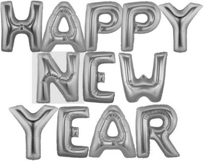 

Jamboree Solid HAPPY NEW YEAR Balloon(Silver, Pack of 12)