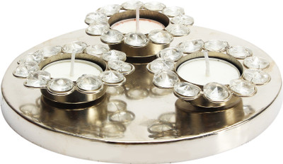

Tied Ribbons Beautiful Crystal Crystal 3 - Cup Tealight Holder Set(Silver, Pack of 1)