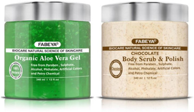 

Fabeya Biocare Organic Aloe Vera Gel and Chocolate Scrub 340ML each-Pack of 2- No Paraben(Set of 2)