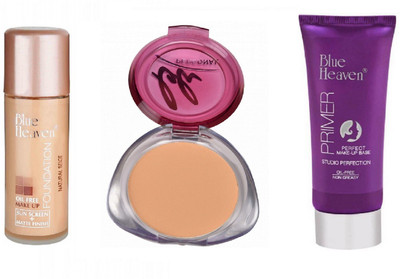 

Blue Heaven oil free foundation,personal compact with long lasting primer(Set of 3)