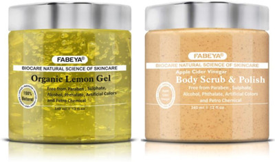 

Fabeya Biocare Organic Lemon Gel and Apple Cider Vinegar Scrub 340ML each-Pack of 2- No Paraben(Set of 2)