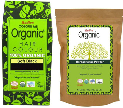 

Radico 100% Organic Soft Black Color With Organic Herbal Henna(Set of 2)