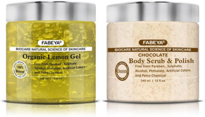 

Fabeya Biocare Organic Lemon Gel and Chocolate Scrub 340ML each-Pack of 2- No Paraben(Set of 2)