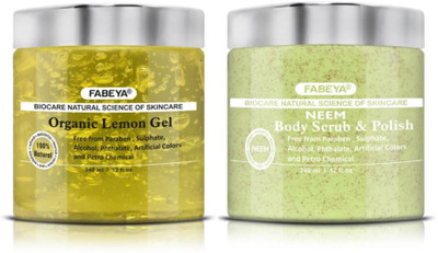 

Fabeya Biocare Organic Lemon Gel and Neem Scrub 340ML each-Pack of 2- No Paraben(Set of 2)