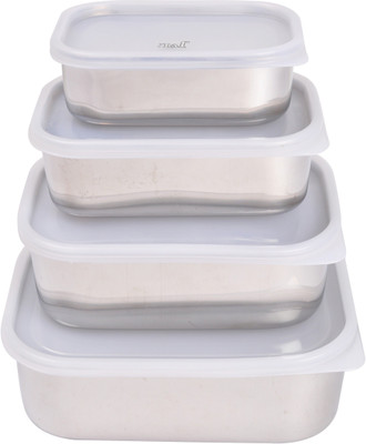 

JVL Combo Set Of Stainless Steel Rectangular Storage Container. - 2300 ml Steel Grocery Container(Pack of 4, White)