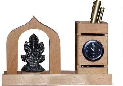 

paash 1 Compartments Wood Ganesha with pen stand(Brown)
