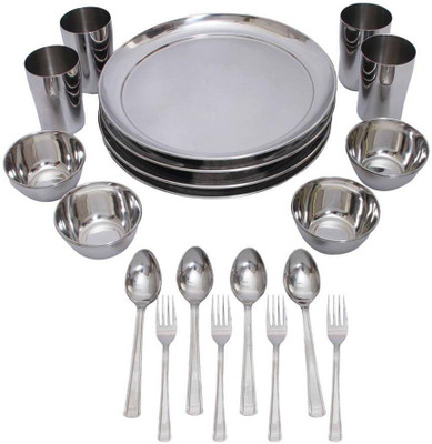 Mahavir MAHAVR 20PCS DINNER SET Pack of 20 Dinner Set(Steel)
