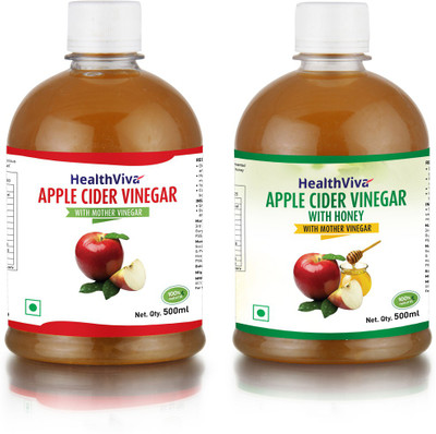 

HealthViva With 'The Mother' Combo - Natural, Raw, Unfiltered Apple Cider Vinegar(2x250 ml, with mother, with honey Flavored)