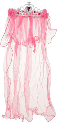 

Digi Turtle Princes Crown Tiara with Veil Head Band, Hair Accessory Set, Hair Band(Pink)