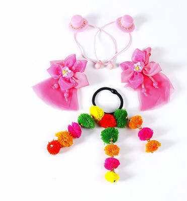 

srighar Elastic rubber band and hair clips 5 pcs Hair Accessory Set(Pink, Multicolor)