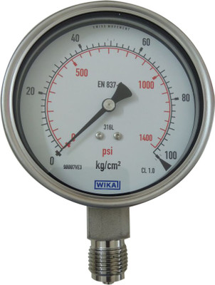 

Wika 230.20.100 Range 0 to 100 Kg/cm² with psi Pressure Gauge Hydrometer