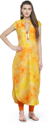 Natty India Women Printed A-line Kurta(Yellow)