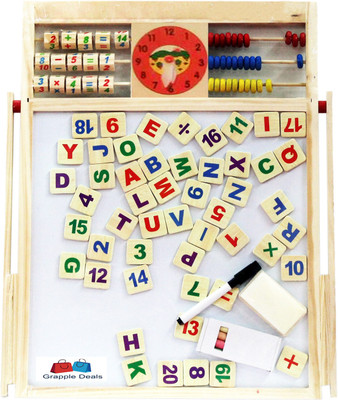 

GRAPPLE DEALS Wooden Education Board With Multi purpose 2 in 1 Magnetic Picture Write Plank For Kids.(Multicolor)