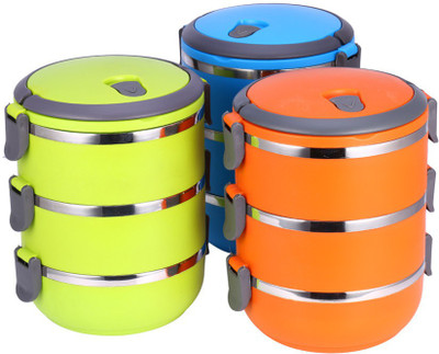 

Hengli 3 Layer 3 Containers Lunch Box(2200 ml), Blue;green;orange