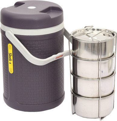 

Jaypee Sleek 4 4 Containers Lunch Box(1480 ml), Grey