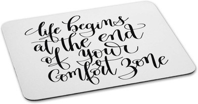 

100yellow Mouse pad | life begins at the end of your comfort zone Quote Printed Mouse Pad Designer High Quality Anti Skid Mouse Pad For Desktop and Laptop Computer- White Mousepad(Multicolor)