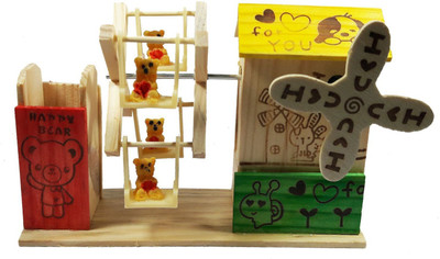 

CraftEra Wooden Handmade Musical Jhula With Pen Stand(Multicolor)