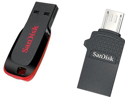 

SanDisk OTG Dual Drive 32 GB + Cruzer Blade Flash Drive USB 32 GB Pen Drive(Black)