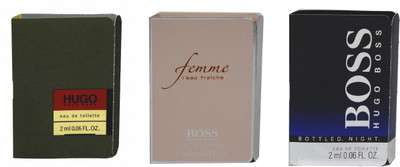 

Hugo Boss Green, Femme L'eau Fraiche and Bottled Night Pack Of 3 Vial Combo Eau de Toilette - 6 ml(For Men & Women)