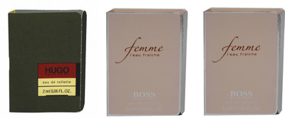 

Hugo Boss Green and Femme L'eau Fraiche Pack Of 3 Vial Combo Eau de Toilette - 6 ml(For Men & Women)