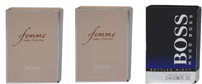 

Hugo Boss Femme L'eau Fraiche and Bottled Night Pack Of 3 Vial Combo Eau de Toilette - 6 ml(For Men & Women)