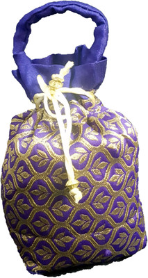 

aakaar21 Brrocade designer golden flower indian potli ethnic drawstring bag for marriage /return gift /women bag and other occasion -purple colour -20H/15L/7W-SIZE-regular Potli(Purple)
